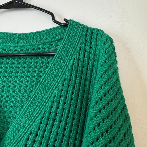 Lululemon Cotton Crochet Mesh Relaxed-Fit Cardigan Green - Picture 3 of 9